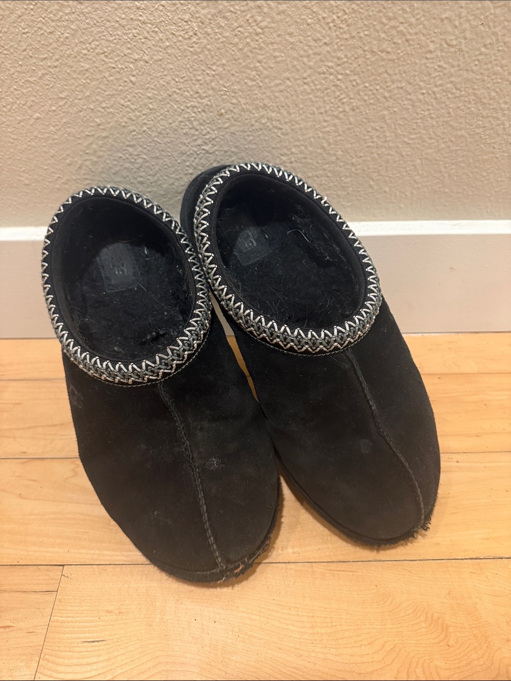 UGG Black Suede Slip-On Moccasin Slippers